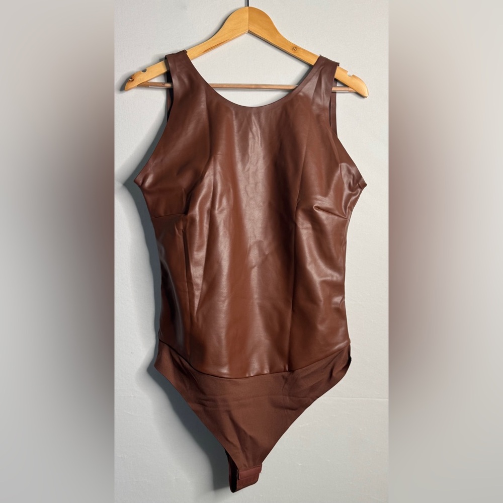 Brown Leather Bodysuit